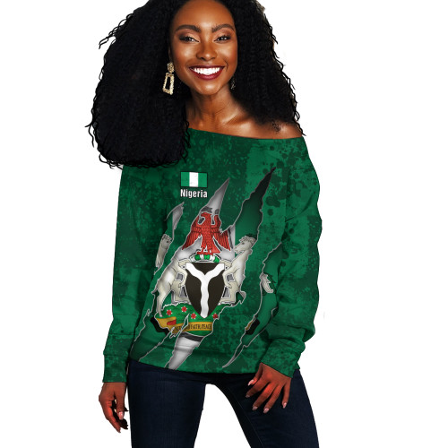 Nigeria Off Shoulder Sweatshirt Coat Of Amrs Scratches Cracks Style