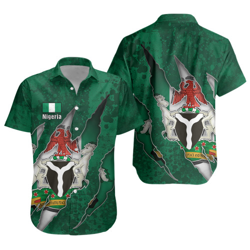 Nigeria Short Sleeve Shirt Coat Of Amrs Scratches Cracks Style