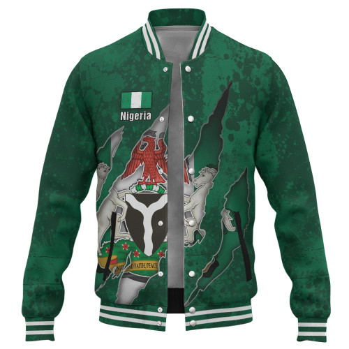 Nigeria Baseball Jacket Coat Of Amrs Scratches Cracks Style