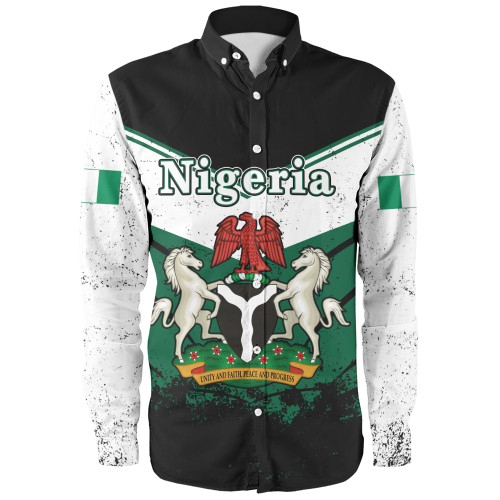 Nigeria Long Sleeve Shirt Crest Glory Grunge Design Flag