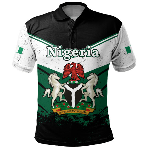 Nigeria Polo Shirt Crest Glory Grunge Design Flag