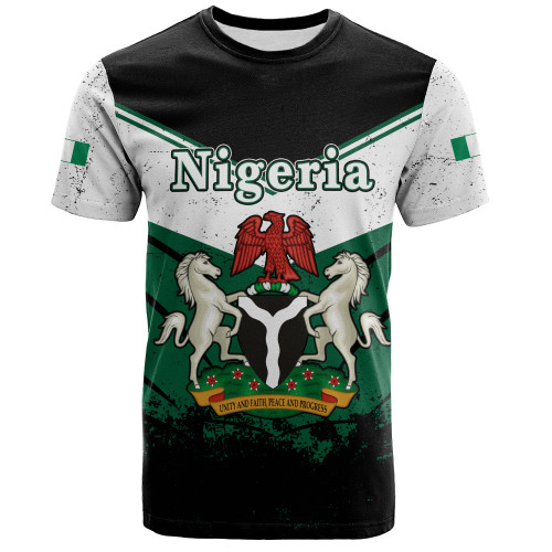 Nigeria T-Shirt Crest Glory Grunge Design Flag