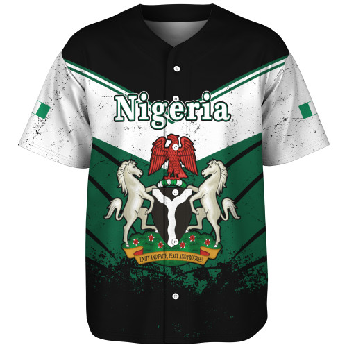 Nigeria Baseball Shirt Crest Glory Grunge Design Flag