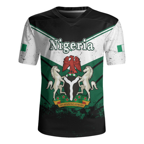 Nigeria Rugby Jersey Crest Glory Grunge Design Flag