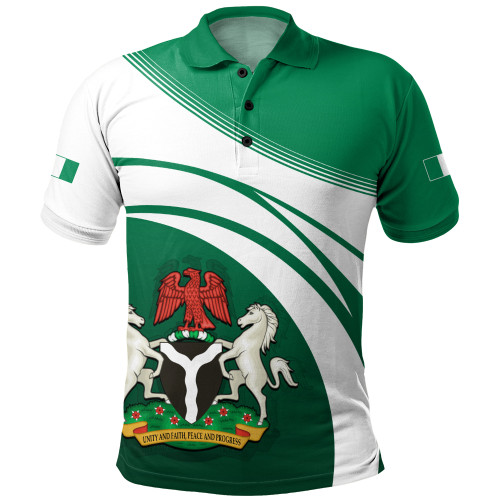 Nigeria Polo Shirt Flag And Coat Of Arms Curve Style