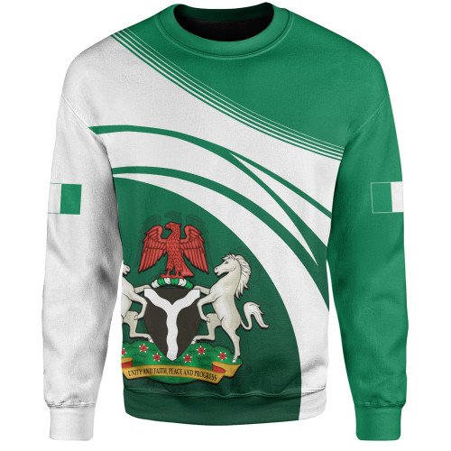 Nigeria Sweatshirt Flag And Coat Of Arms Curve Style