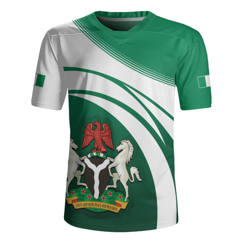 Nigeria Rugby Jersey Flag And Coat Of Arms Curve Style