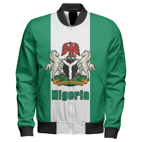 Nigeria Zipper Bomber Jacket Flag Unity Style