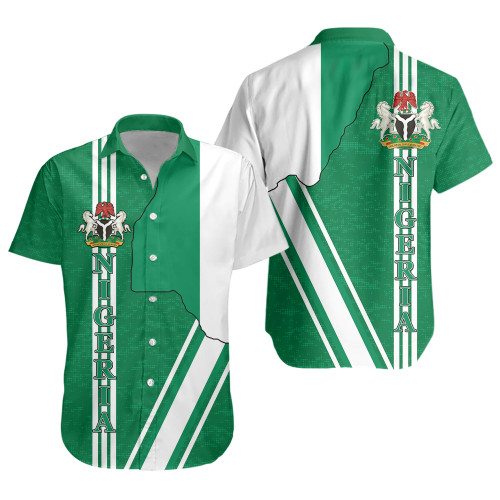 Nigeria Short Sleeve Shirt Flag With Map Nigeria