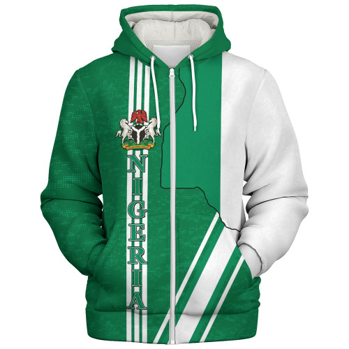 Nigeria Sherpa Hoodie Flag With Map Nigeria
