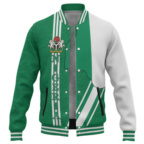 Nigeria Baseball Jacket Flag With Map Nigeria