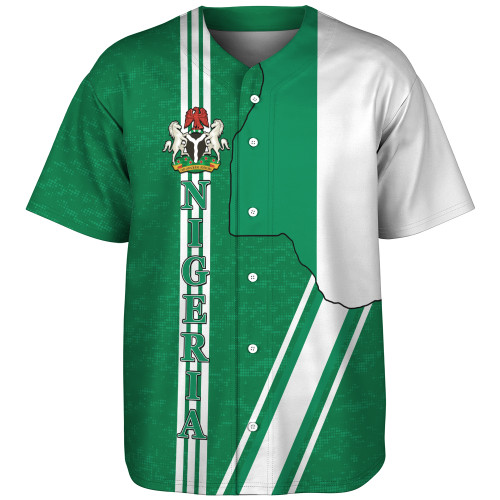Nigeria Baseball Shirt Flag With Map Nigeria