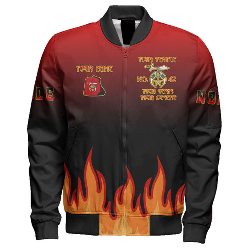 Prince Hall Shriners Zipper Bomber Jacket Custom Noble Flame Of The Oasis