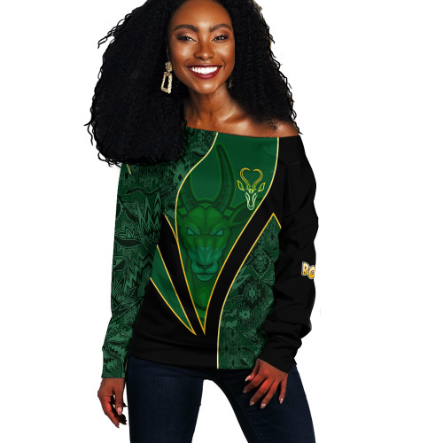 South Africa Off Shoulder Sweatshirt Bokke Pride Style