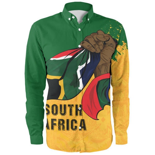 South Africa Long Sleeve Shirt Flag In Hand And Pride In Heart