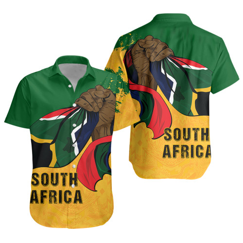 South Africa Short Sleeve Shirt Flag In Hand And Pride In Heart