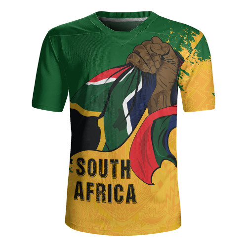 South Africa Rugby Jersey Flag In Hand And Pride In Heart