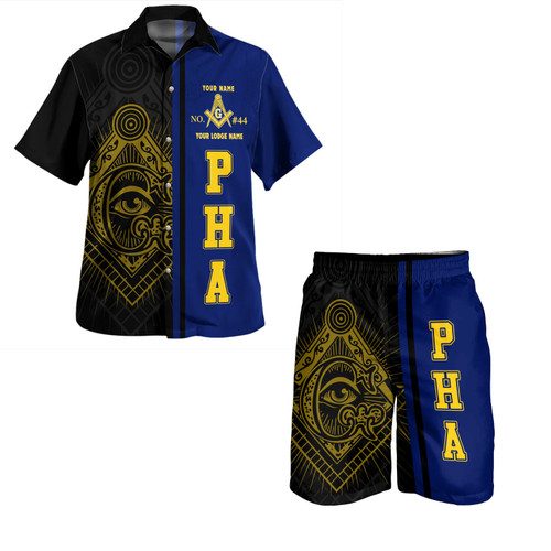 Prince Hall Freemasonry Combo Hawaiian Shirt And Men Short Custom Lodge Masonic Freemasonry Emblem