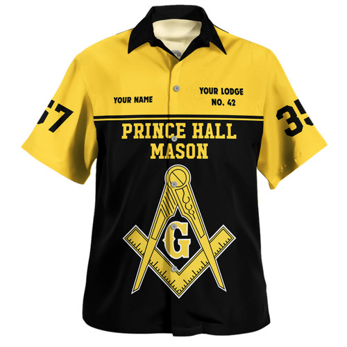 Prince Hall Freemasonry Hawaiian Shirt Custom Mason Compass & Square Symbol Style