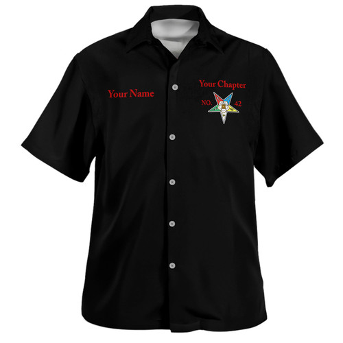 Order of the Eastern Star Hawaiian Shirt Custom Masonic Chapter OES Classic Style Black Order of the Eastern Star Hawaiian Shirt Custom Masonic Chapter OES Classic Style Black