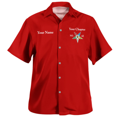 Order of the Eastern Star Hawaiian Shirt Custom Masonic Chapter OES Classic Style Red