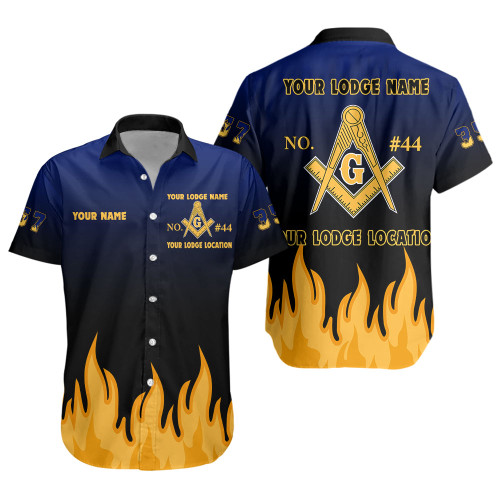 Prince Hall Freemasonry Short Sleeve Shirt Custom Flame Of The Lodge