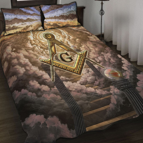 Prince Hall Freemasonry Quilt Bed Set Masonic Blue Sky