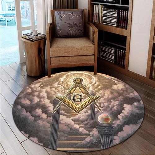 Prince Hall Freemasonry Round Rug Masonic Blue Sky