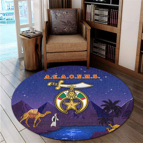 Prince Hall Shriners Round Rug Noble Camel Walking Starry Night