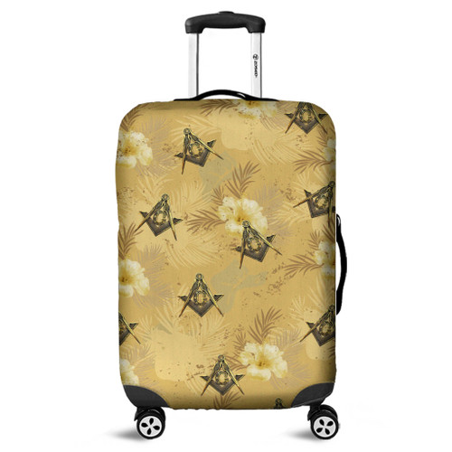 Prince Hall Freemasonry Luggage Cover Golden Royalty Masonic Tropical