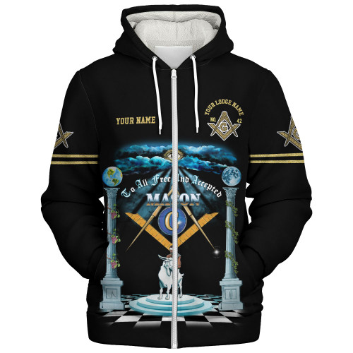 Prince Hall Freemasonry Sherpa Hoodie Custom Riding The Goat Prince Hall Mason