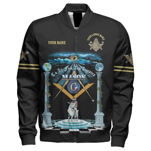 Prince Hall Freemasonry Zipper Bomber Jacket Custom Riding The Goat Prince Hall Mason
