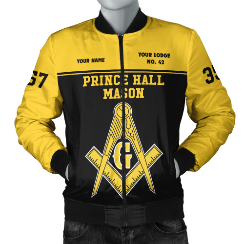 Prince Hall Freemasonry Bomber Jacket Custom Mason Compass & Square Symbol Style