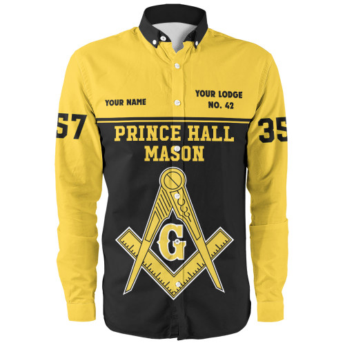 Prince Hall Freemasonry Long Sleeve Shirt Custom Mason Compass & Square Symbol Style