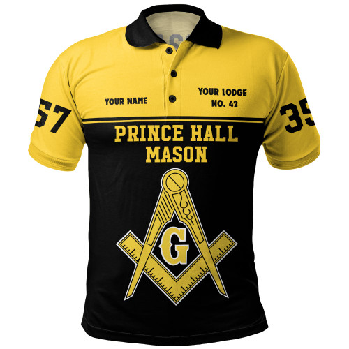 Prince Hall Freemasonry Polo Shirt Custom Mason Compass & Square Symbol Style