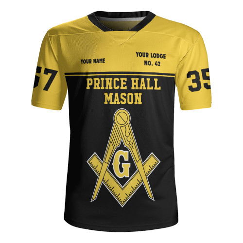 Prince Hall Freemasonry Rugby Jersey Custom Mason Compass & Square Symbol Style