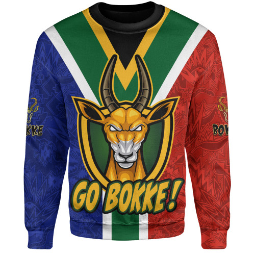 South Africa Sweatshirt Go Bokke Strength Symbol Flag Style South Africa Sweatshirt Go Bokke Strength Symbol Flag Style