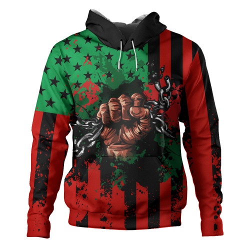 Pan-African Hoodie American Flag Freedom Broken Chains