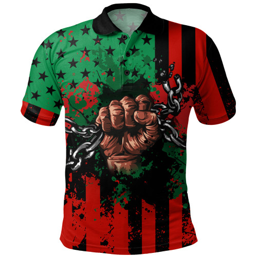 Pan-African Polo Shirt American Flag Freedom Broken Chains Pan-African Polo Shirt American Flag Freedom Broken Chains