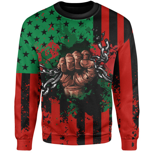 Pan-African Sweatshirt American Flag Freedom Broken Chains Pan-African Sweatshirt American Flag Freedom Broken Chains