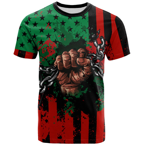 Pan-African T-Shirt American Flag Freedom Broken Chains