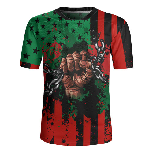 Pan-African Rugby Jersey American Flag Freedom Broken Chains