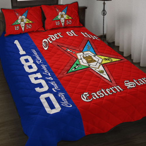 Order of the Eastern Star Quilt Bed Set OES Letter Since 1850