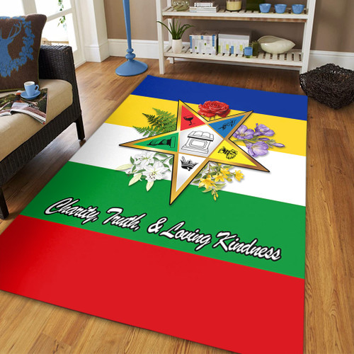 Order of the Eastern Star Area Rug OES Letter Flower Design