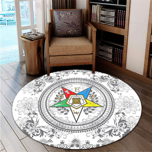 Order of the Eastern Star Round Rug OES Floral Royal Circle