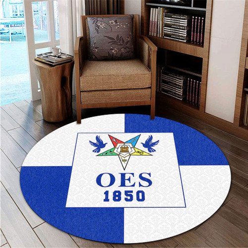 Order of the Eastern Star Round Rug Royal Half Concept Style