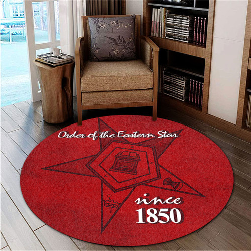 Order of the Eastern Star Round Rug Sorority Since 1850 Grunge Texture