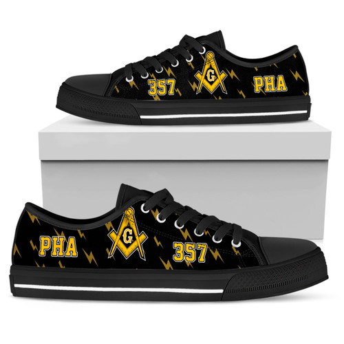 Prince Hall Freemasonry Low Top Shoes Mason Thunder Pattern