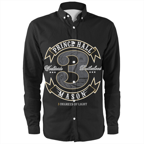 Prince Hall Freemasonry Long Sleeve Shirt Black & Gold 357