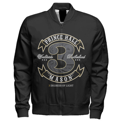 Prince Hall Freemasonry Zipper Bomber Jacket Black & Gold 357